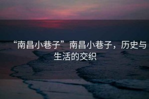 “南昌小巷子”南昌小巷子，歷史與生活的交織