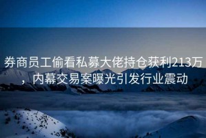 券商員工偷看私募大佬持倉獲利213萬，內(nèi)幕交易案曝光引發(fā)行業(yè)震動