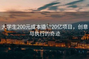 大學(xué)生200元成本撬動20億項目，創(chuàng)意與執(zhí)行的奇跡