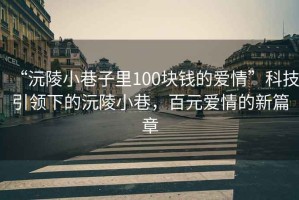“沅陵小巷子里100塊錢的愛情”科技引領下的沅陵小巷，百元愛情的新篇章