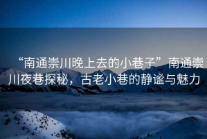 “南通崇川晚上去的小巷子”南通崇川夜巷探秘，古老小巷的靜謐與魅力