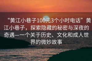 “黃江小巷子100元3個小時電話”黃江小巷子，探索隱藏的秘密與深夜的奇遇—一個關(guān)于歷史、文化和成人世界的微妙故事