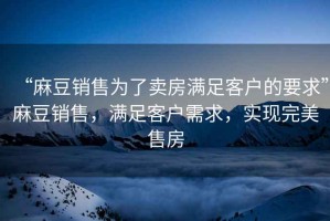 “麻豆銷售為了賣房滿足客戶的要求”麻豆銷售，滿足客戶需求，實(shí)現(xiàn)完美售房