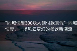 “同城快餐300塊人到付款真假”同城快餐，一場風(fēng)云變幻的餐飲新潮流