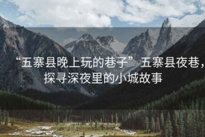“五寨縣晚上玩的巷子”五寨縣夜巷，探尋深夜里的小城故事