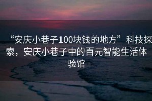 “安慶小巷子100塊錢的地方”科技探索，安慶小巷子中的百元智能生活體驗館