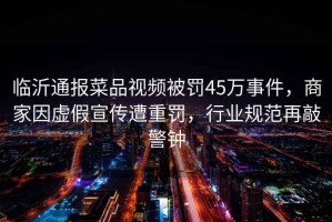 臨沂通報(bào)菜品視頻被罰45萬事件，商家因虛假宣傳遭重罰，行業(yè)規(guī)范再敲警鐘