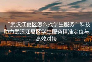 “武漢江夏區(qū)怎么找學(xué)生服務(wù)”科技助力武漢江夏區(qū)學(xué)生服務(wù)精準(zhǔn)定位與高效對接