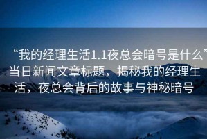“我的經(jīng)理生活1.1夜總會暗號是什么”當日新聞文章標題，揭秘我的經(jīng)理生活，夜總會背后的故事與神秘暗號