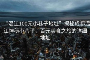 “溫江100元小巷子地址”揭秘成都溫江神秘小巷子，百元美食之旅的詳細(xì)地址