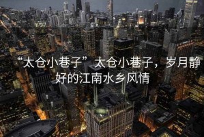 “太倉小巷子”太倉小巷子，歲月靜好的江南水鄉(xiāng)風情