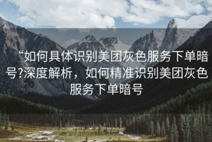 “如何具體識(shí)別美團(tuán)灰色服務(wù)下單暗號(hào)?深度解析，如何精準(zhǔn)識(shí)別美團(tuán)灰色服務(wù)下單暗號(hào)