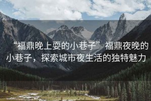 “福鼎晚上耍的小巷子”福鼎夜晚的小巷子，探索城市夜生活的獨(dú)特魅力