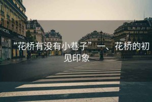“花橋有沒有小巷子”一、花橋的初見印象