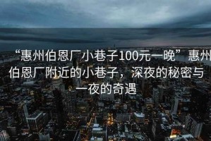 “惠州伯恩廠小巷子100元一晚”惠州伯恩廠附近的小巷子，深夜的秘密與一夜的奇遇
