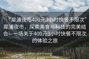 “犀浦夜市400元3小時(shí)快餐不限次”犀浦夜市，探索美食與科技的完美結(jié)合—一場(chǎng)關(guān)于400元3小時(shí)快餐不限次的體驗(yàn)之旅