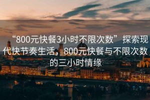 “800元快餐3小時不限次數(shù)”探索現(xiàn)代快節(jié)奏生活，800元快餐與不限次數(shù)的三小時情緣