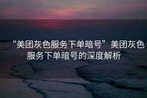 “美團(tuán)灰色服務(wù)下單暗號(hào)”美團(tuán)灰色服務(wù)下單暗號(hào)的深度解析