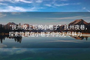 “撫州晚上玩的小巷子”撫州夜巷，探索隱藏在小巷子中的無盡魅力