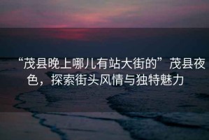 “茂縣晚上哪兒有站大街的”茂縣夜色，探索街頭風(fēng)情與獨(dú)特魅力