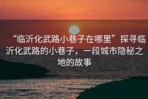 “臨沂化武路小巷子在哪里”探尋臨沂化武路的小巷子，一段城市隱秘之地的故事