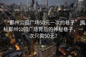 “鄞州公園廣場50元一次的巷子”揭秘鄞州公園廣場背后的神秘巷子，一次只需50元？