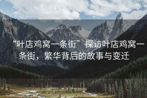 “葉店雞窩一條街”探訪葉店雞窩一條街，繁華背后的故事與變遷