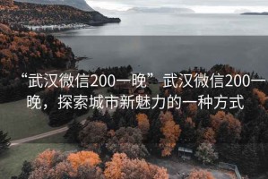 “武漢微信200一晚”武漢微信200一晚，探索城市新魅力的一種方式