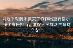 習(xí)近平對防汛救災(zāi)工作作出重要指示，強(qiáng)化責(zé)任擔(dān)當(dāng)，確保人民群眾生命財產(chǎn)安全