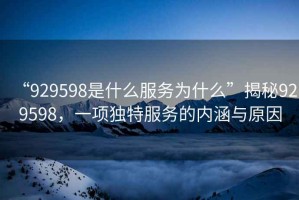 “929598是什么服務(wù)為什么”揭秘929598，一項獨特服務(wù)的內(nèi)涵與原因