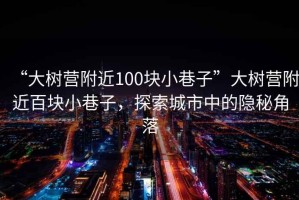 “大樹營附近100塊小巷子”大樹營附近百塊小巷子，探索城市中的隱秘角落