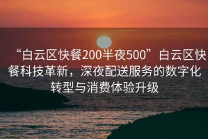 “白云區(qū)快餐200半夜500”白云區(qū)快餐科技革新，深夜配送服務的數(shù)字化轉(zhuǎn)型與消費體驗升級