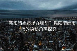 “舞陽(yáng)暗娼市場(chǎng)在哪里”舞陽(yáng)暗娼市場(chǎng)的隱秘角落探究