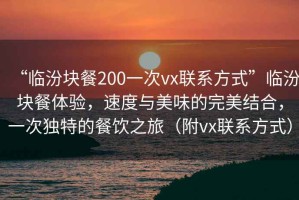 “臨汾塊餐200一次vx聯(lián)系方式”臨汾塊餐體驗，速度與美味的完美結(jié)合，一次獨特的餐飲之旅（附vx聯(lián)系方式）