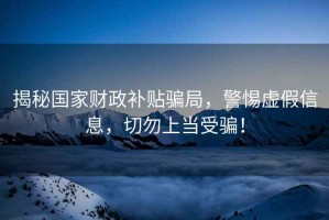 揭秘國(guó)家財(cái)政補(bǔ)貼騙局，警惕虛假信息，切勿上當(dāng)受騙！