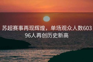 蘇超賽事再現(xiàn)輝煌，單場觀眾人數(shù)60396人再創(chuàng)歷史新高