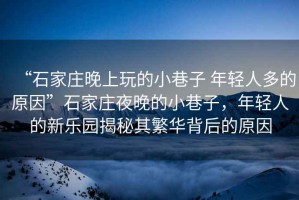 “石家莊晚上玩的小巷子 年輕人多的原因”石家莊夜晚的小巷子，年輕人的新樂園揭秘其繁華背后的原因