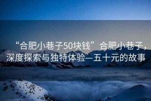 “合肥小巷子50塊錢”合肥小巷子，深度探索與獨(dú)特體驗(yàn)—五十元的故事