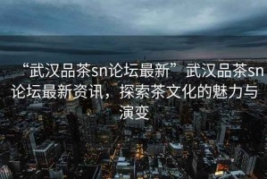 “武漢品茶sn論壇最新”武漢品茶sn論壇最新資訊，探索茶文化的魅力與演變
