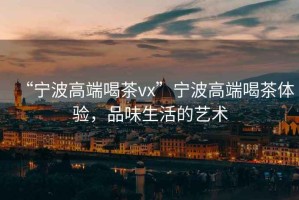 “寧波高端喝茶vx”寧波高端喝茶體驗，品味生活的藝術(shù)