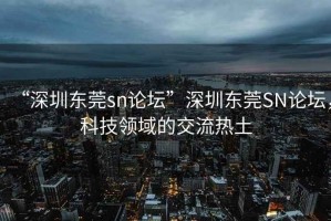 “深圳東莞sn論壇”深圳東莞SN論壇，科技領(lǐng)域的交流熱土