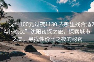 “沈陽100元過夜1130.去哪里找合適24小時.cc”沈陽夜探之旅，探索城市之美，尋找性價比之夜的秘密