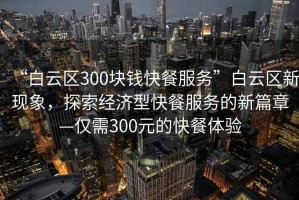 “白云區(qū)300塊錢快餐服務(wù)”白云區(qū)新現(xiàn)象，探索經(jīng)濟型快餐服務(wù)的新篇章—僅需300元的快餐體驗