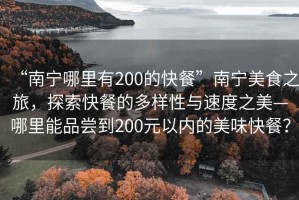 “南寧哪里有200的快餐”南寧美食之旅，探索快餐的多樣性與速度之美—哪里能品嘗到200元以內(nèi)的美味快餐？