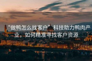 “做鴨怎么找客戶”科技助力鴨肉產(chǎn)業(yè)，如何精準(zhǔn)尋找客戶資源