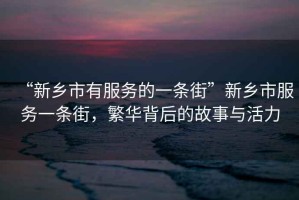 “新鄉(xiāng)市有服務(wù)的一條街”新鄉(xiāng)市服務(wù)一條街，繁華背后的故事與活力