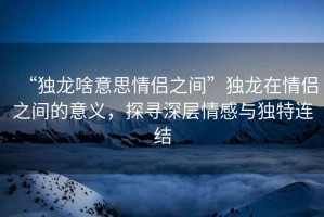 “獨(dú)龍啥意思情侶之間”獨(dú)龍?jiān)谇閭H之間的意義，探尋深層情感與獨(dú)特連結(jié)