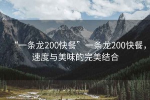 “一條龍200快餐”一條龍200快餐，速度與美味的完美結(jié)合