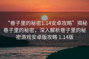 “巷子里的秘密1.14安卓攻略”揭秘巷子里的秘密，深入解析巷子里的秘密游戲安卓版攻略 1.14版