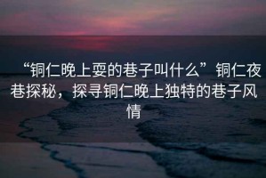 “銅仁晚上耍的巷子叫什么”銅仁夜巷探秘，探尋銅仁晚上獨(dú)特的巷子風(fēng)情